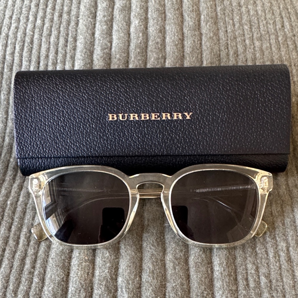 Burberry Clear Frame Sunglasses with Black Lenses